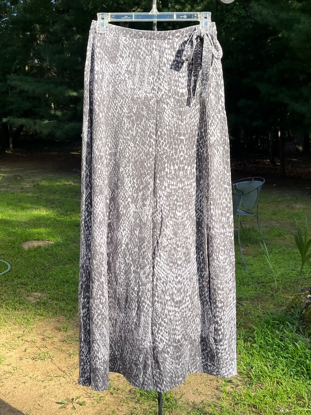 Garnet Hill Tencel Animal Print Snakeskin Maxi Skirt Faux Wrap Size XS Boho